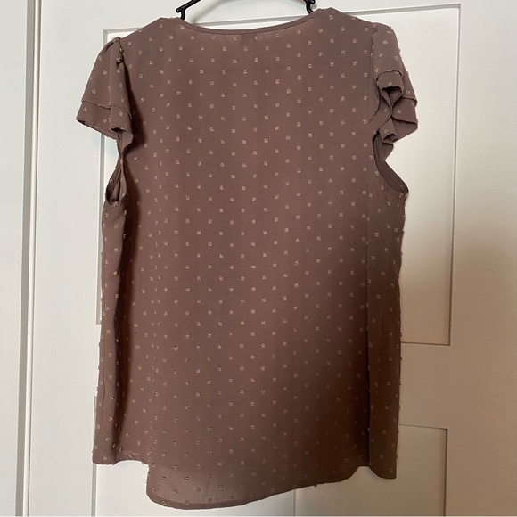 Dusty Purple Swiss Dot Butterfly Sleeve Blouse - Picture 5 of 5